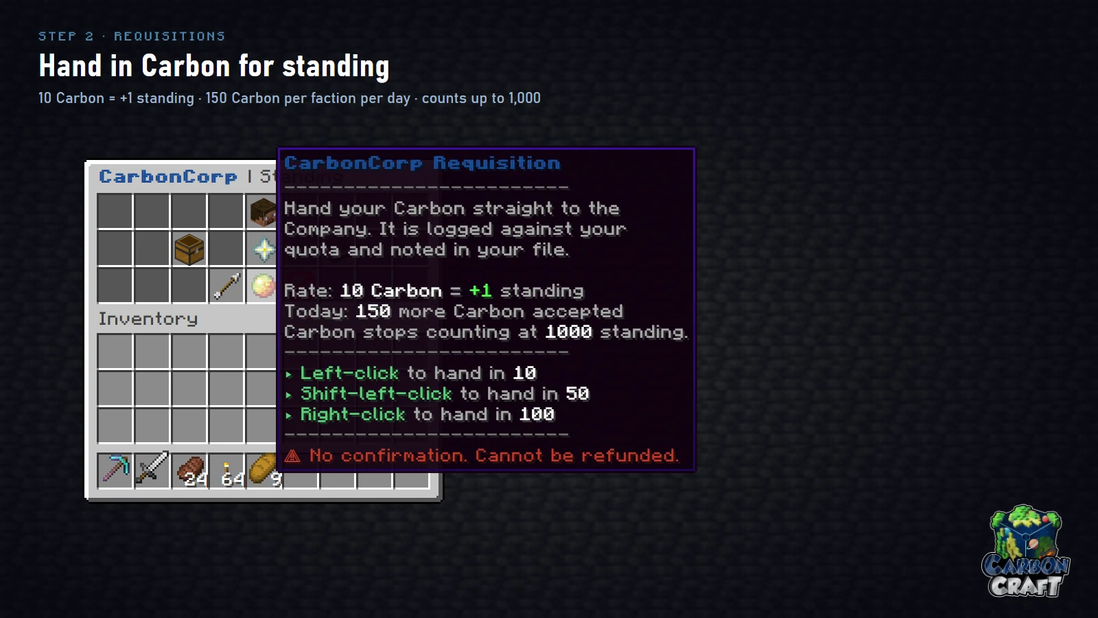 Handing in Carbon at the requisition desk